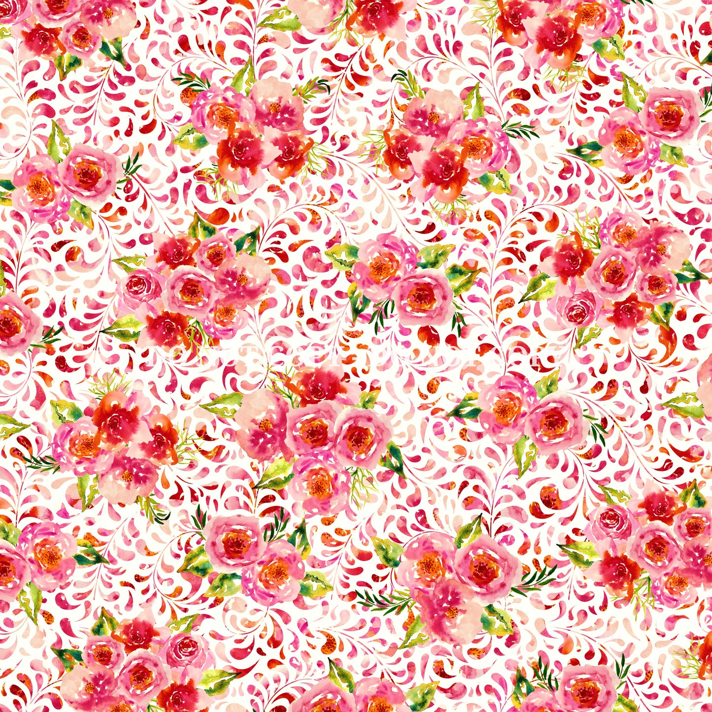 WATERCOLOR PEACH AND PINK FLORALS PATTERN VINYL - MULTIPLE VARIATIONS