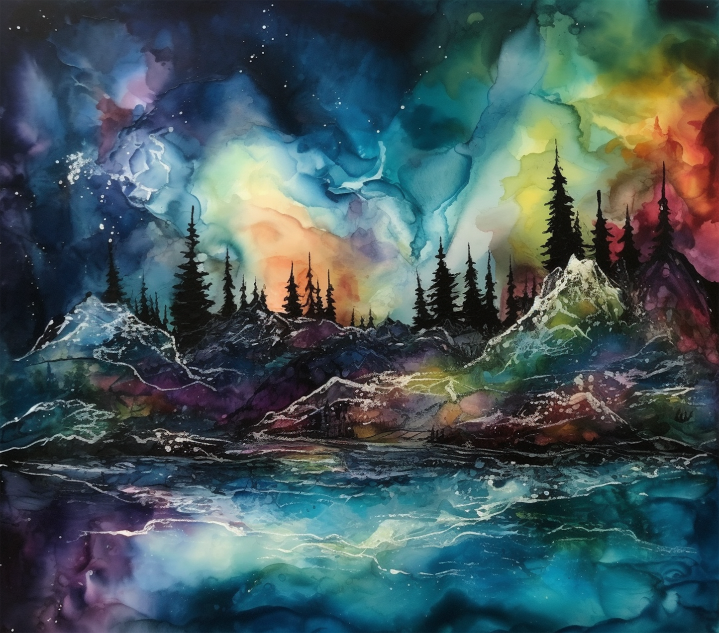 WATERCOLOR NORTHERN LIGHTS 1