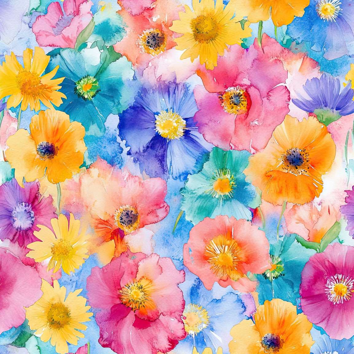WATERCOLOR WILDFLOWERS VINYL - MULTIPLE VARIATIONS