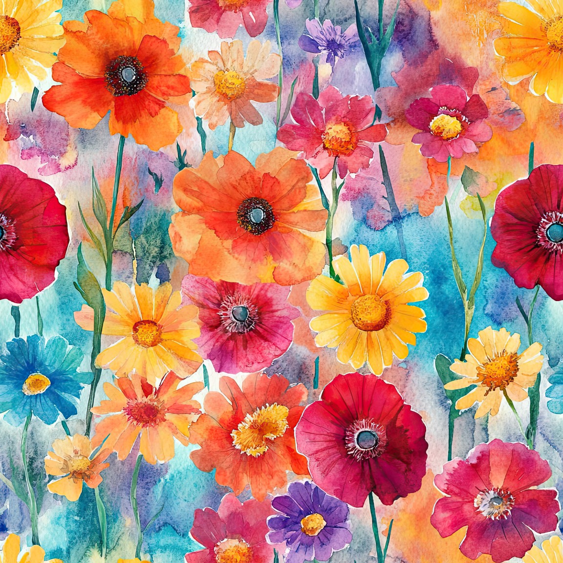 WATERCOLOR WILDFLOWERS VINYL - MULTIPLE VARIATIONS
