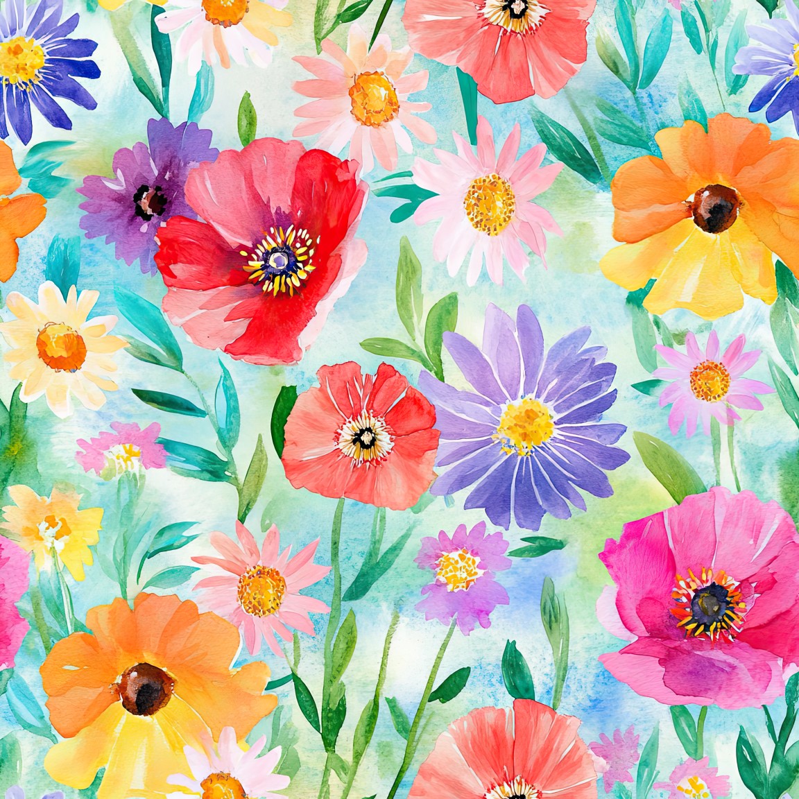 WATERCOLOR WILDFLOWERS VINYL - MULTIPLE VARIATIONS