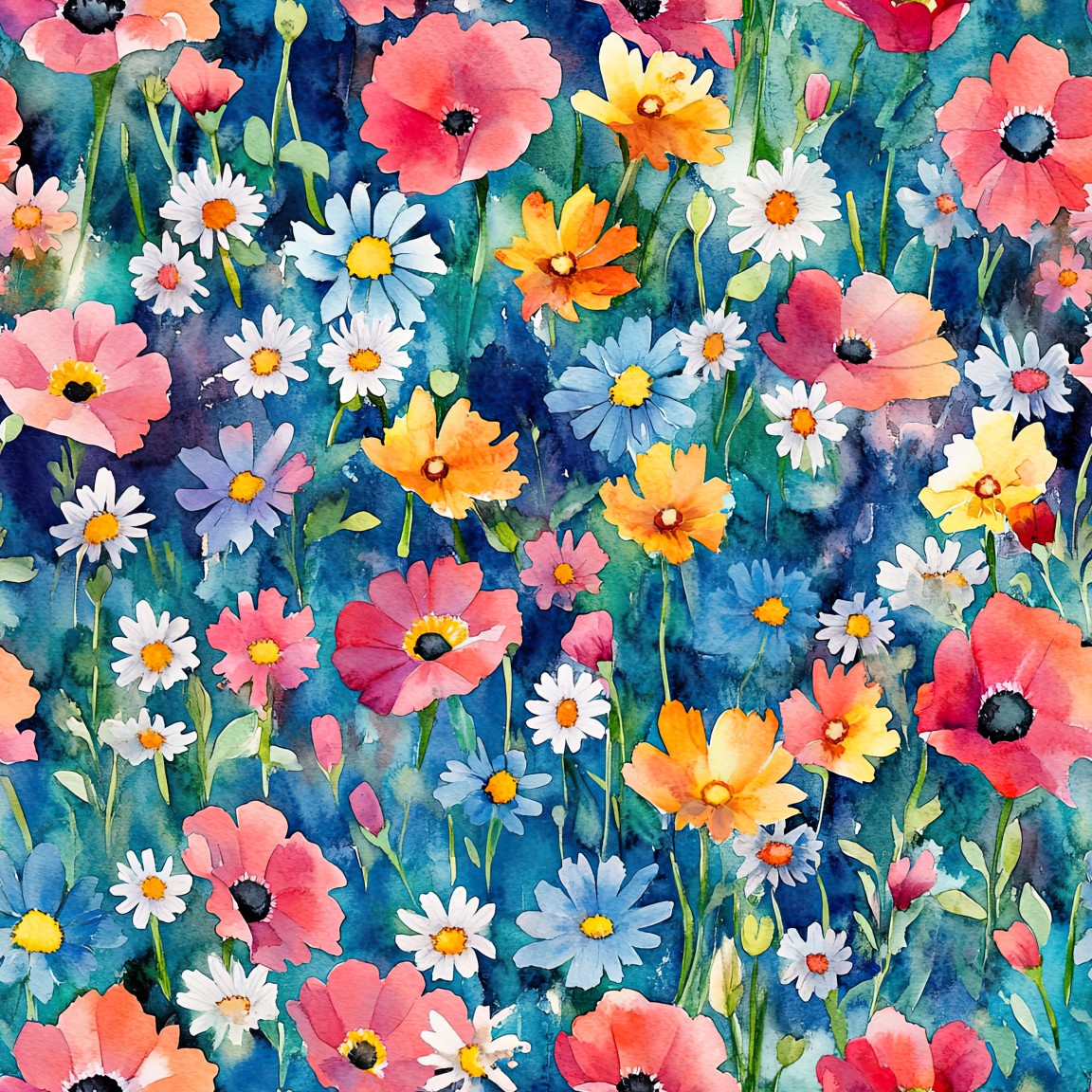WATERCOLOR WILDFLOWERS VINYL - MULTIPLE VARIATIONS