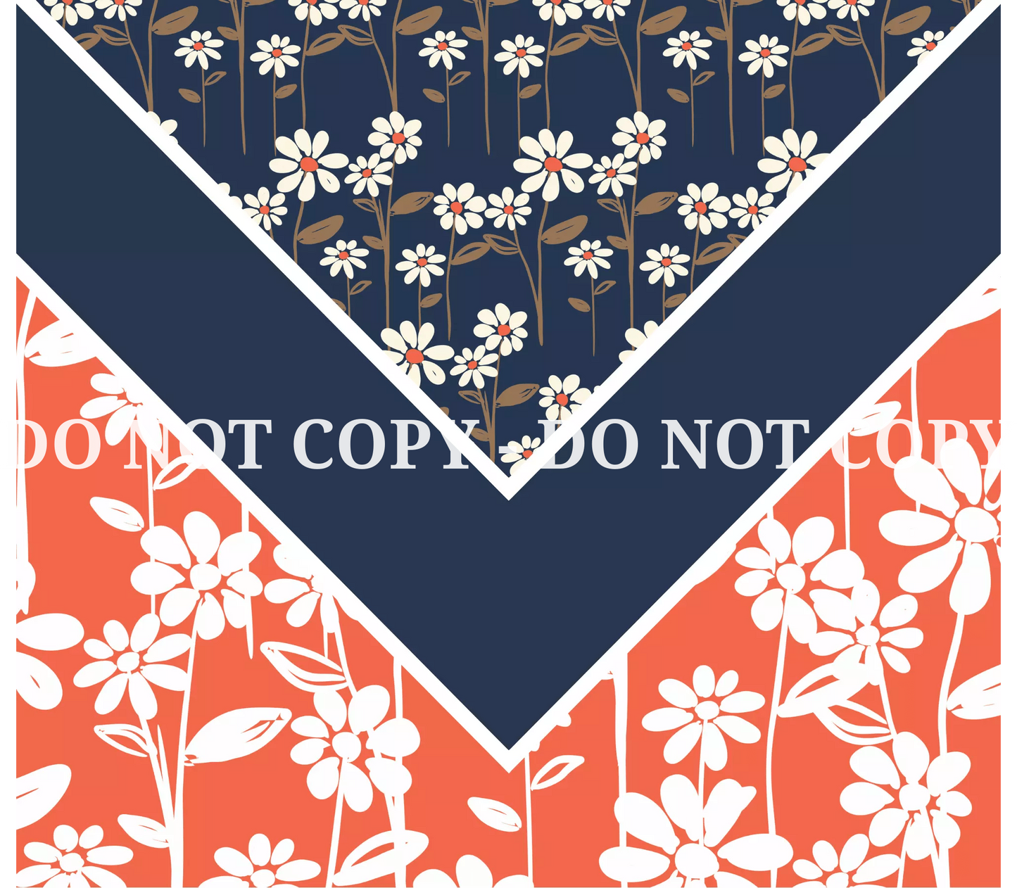 V SPLIT ORANGE AND BLUE FLOWERS B83
