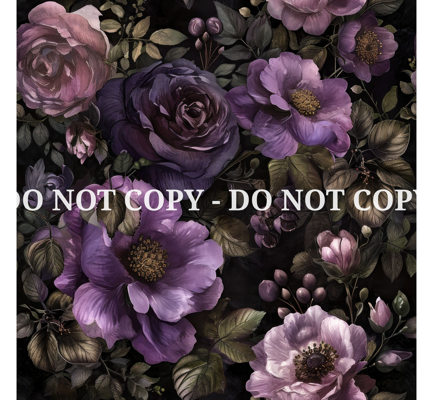 VICTORIAN PURPLE FLOWERS PATTERN VINYL - MULTIPLE VARIATIONS