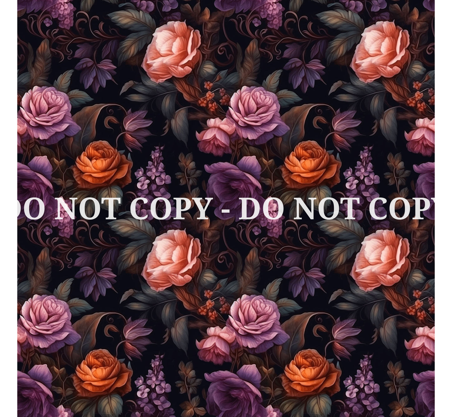 VICTORIAN PURPLE FLOWERS PATTERN VINYL - MULTIPLE VARIATIONS
