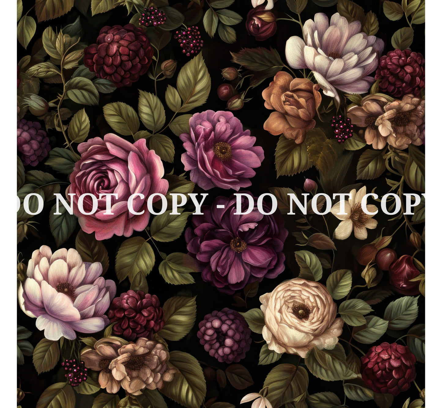 VICTORIAN PURPLE FLOWERS PATTERN VINYL - MULTIPLE VARIATIONS