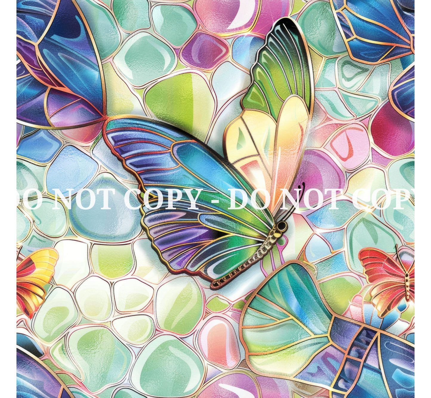 BUTTERFLY STAINED GLASS PATTERN VINYL - MULTIPLE VARIATIONS