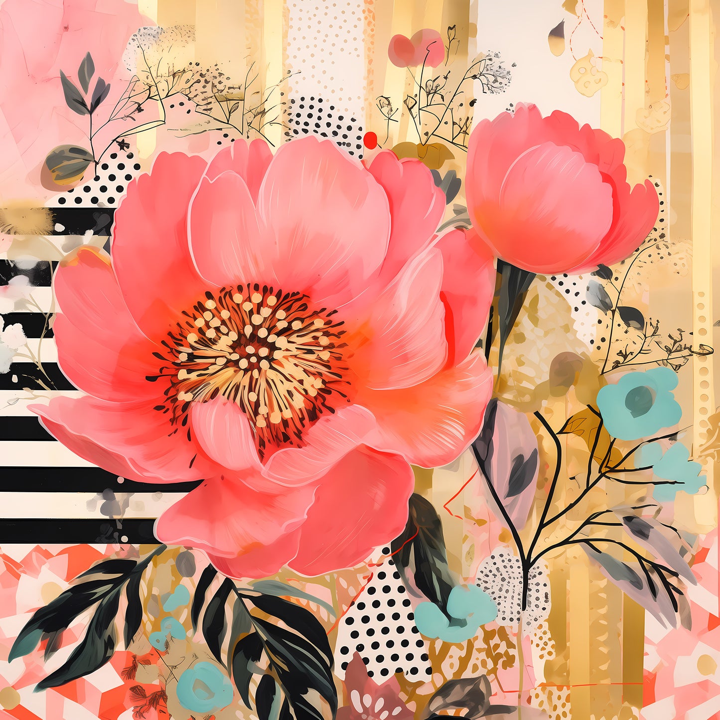 ABSTRACT PEONIES - MULTIPLE VARIATIONS