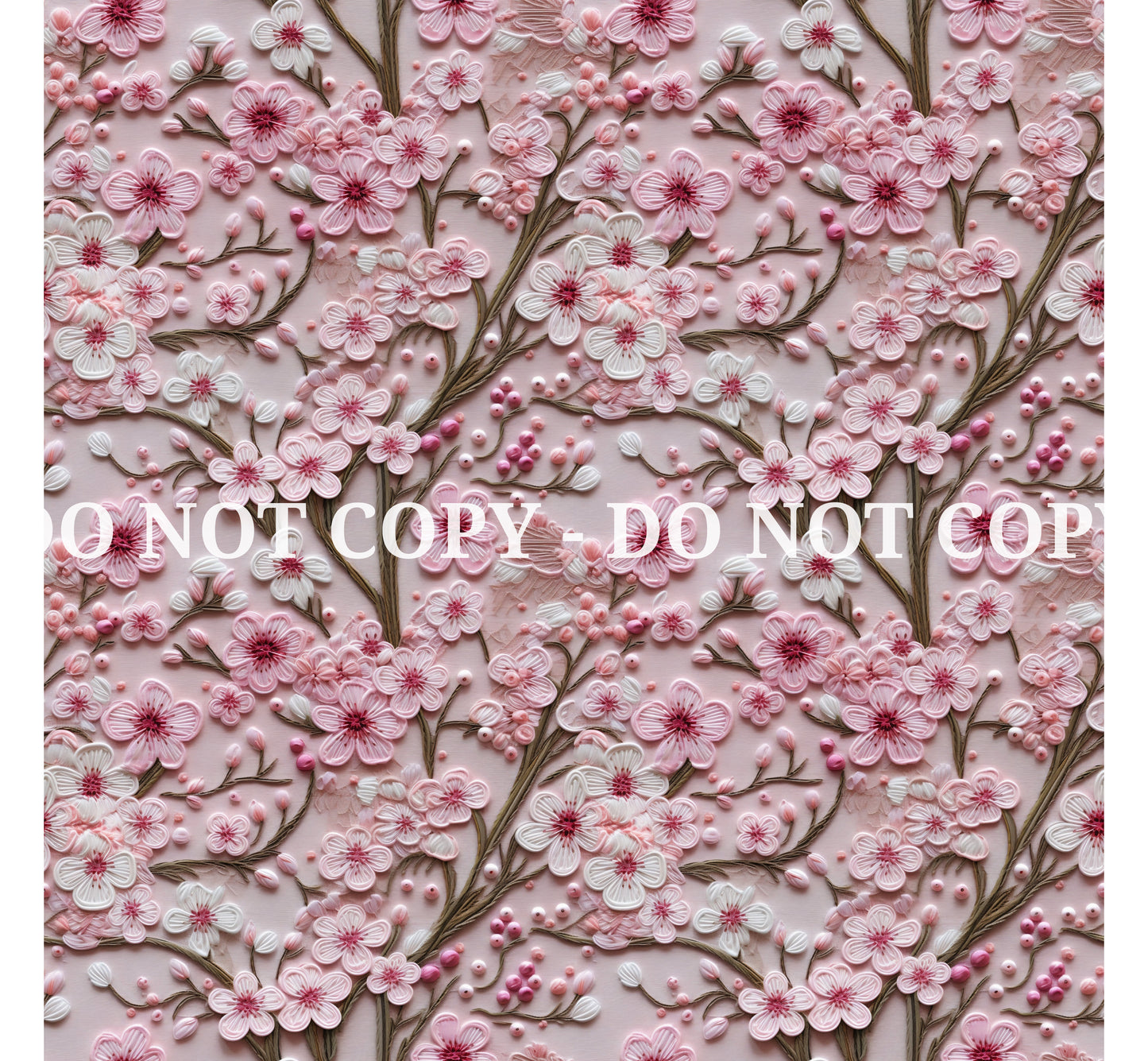 CHERRY BLOSSOM EMBROIDERED PATTERN VINYL - MULTIPLE VARIATIONS