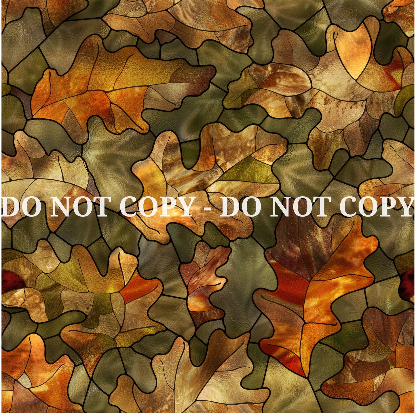 STAINED GLASS FALL LEAVES PATTERN VINYL - MULTIPLE VARIATIONS