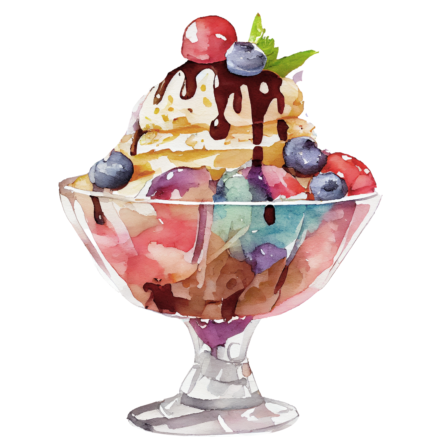 Watercolor Ice Cream - White Cast Decals