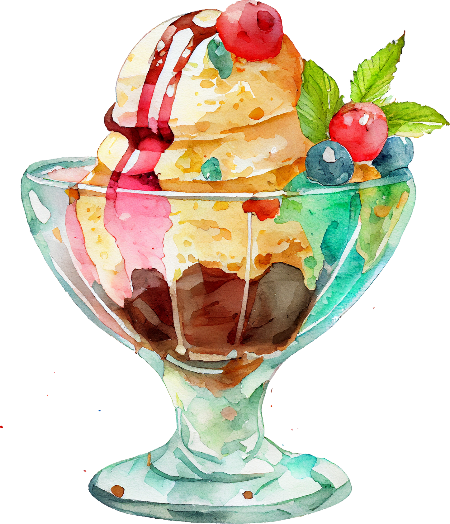 Watercolor Ice Cream - White Cast Decals