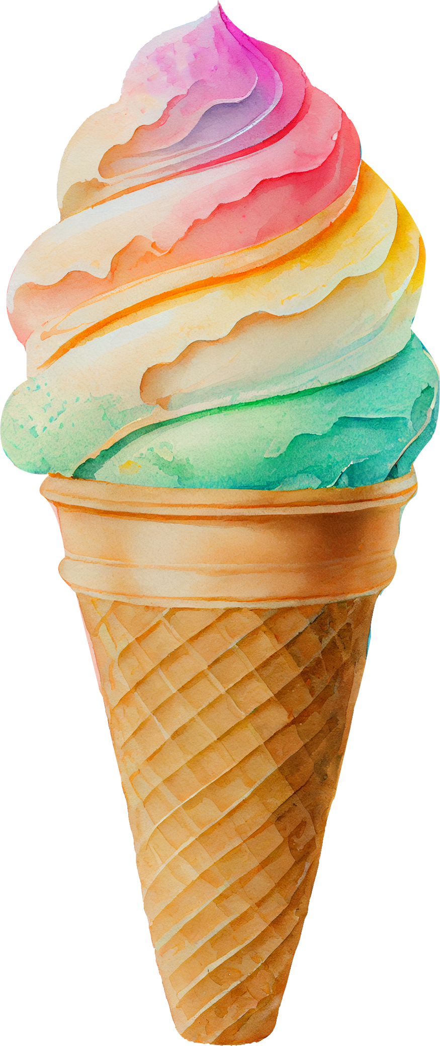 Watercolor Ice Cream - White Cast Decals