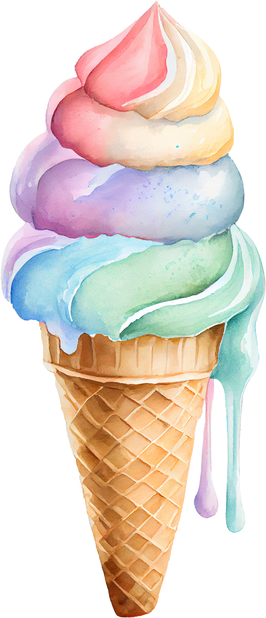 Watercolor Ice Cream - White Cast Decals