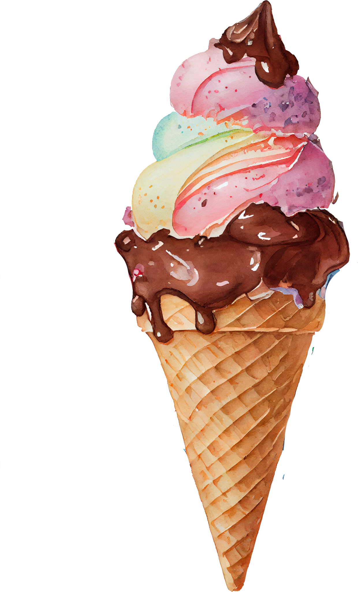 Watercolor Ice Cream - White Cast Decals