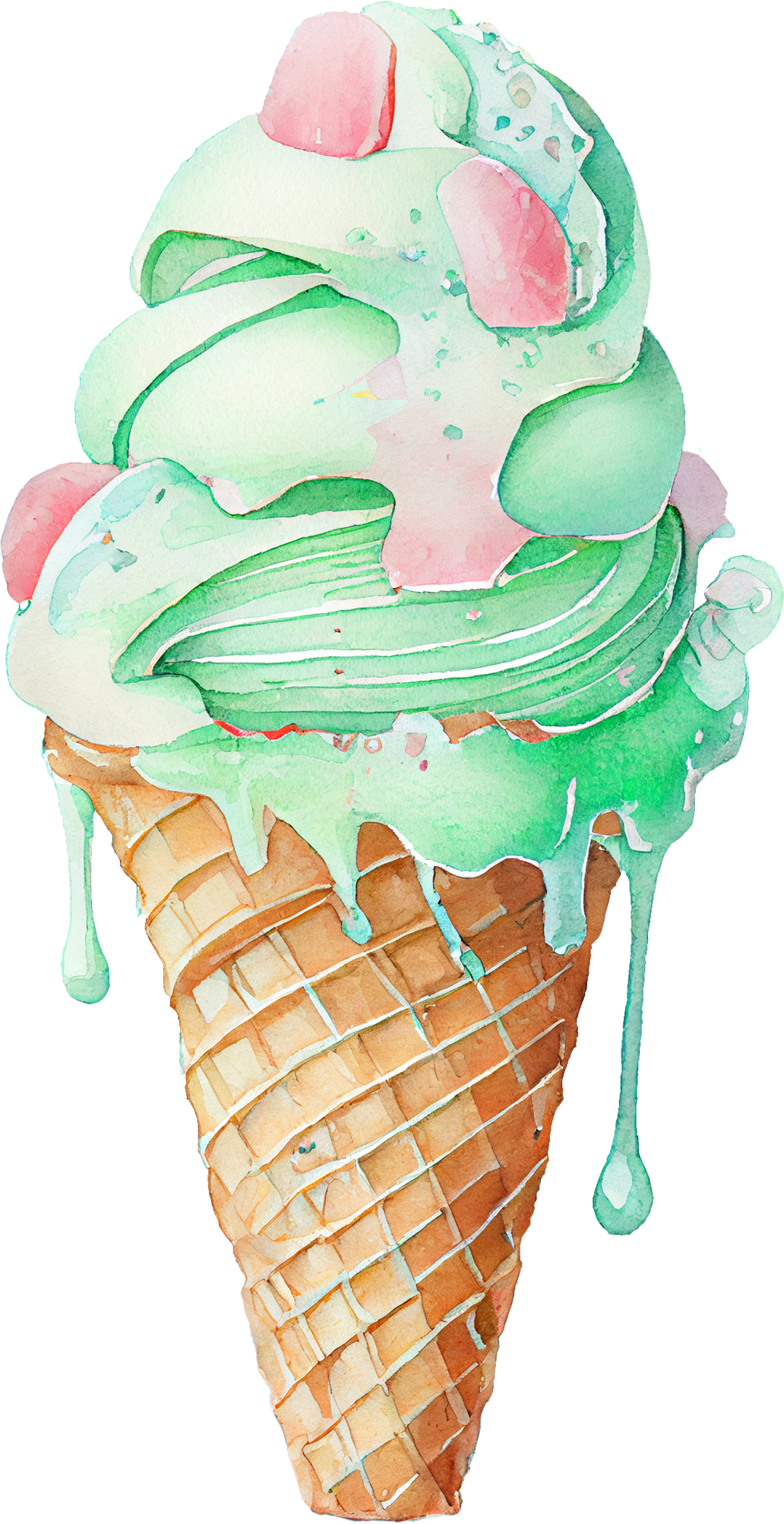 Watercolor Ice Cream - White Cast Decals