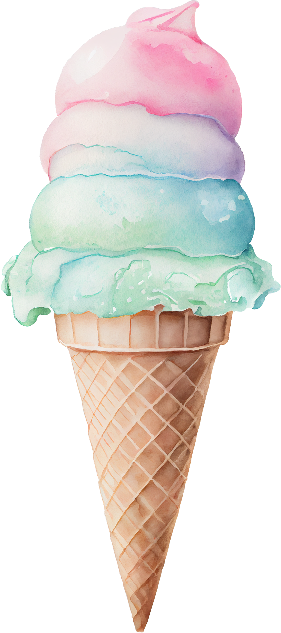 Watercolor Ice Cream - White Cast Decals
