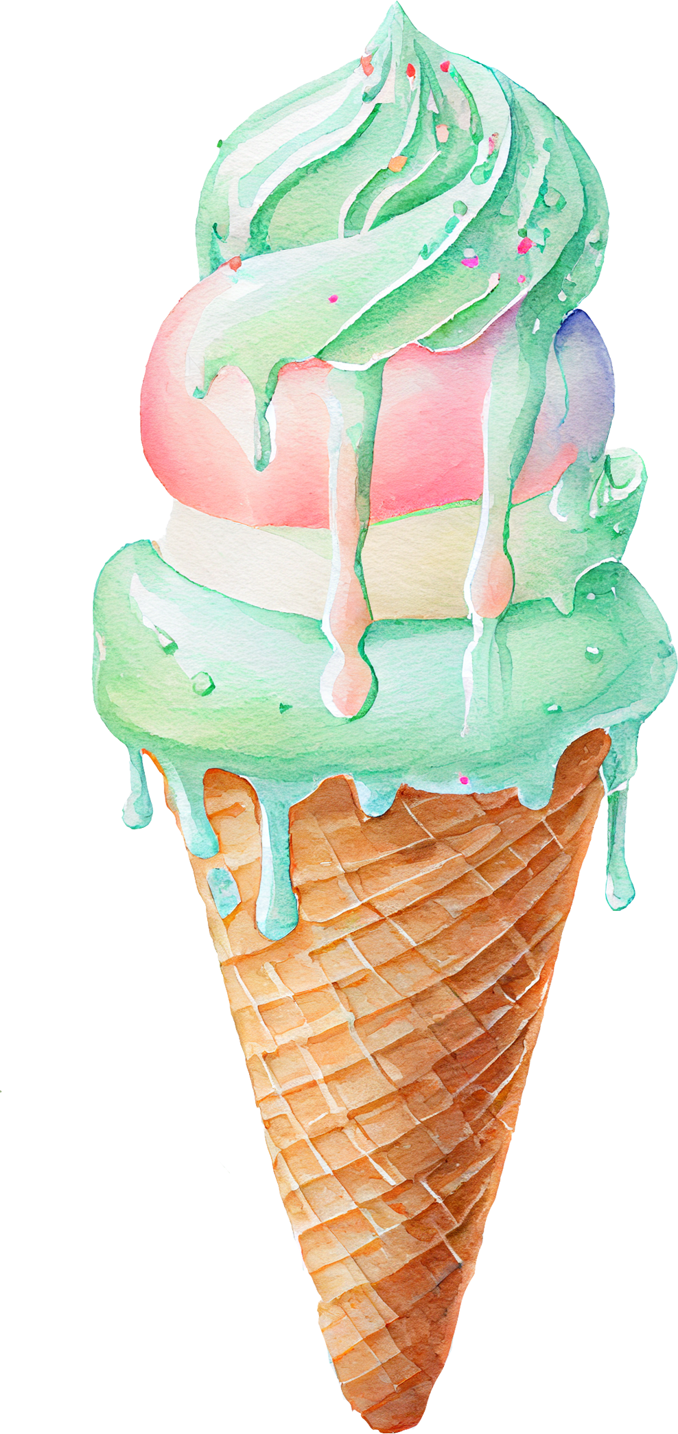 Watercolor Ice Cream - White Cast Decals