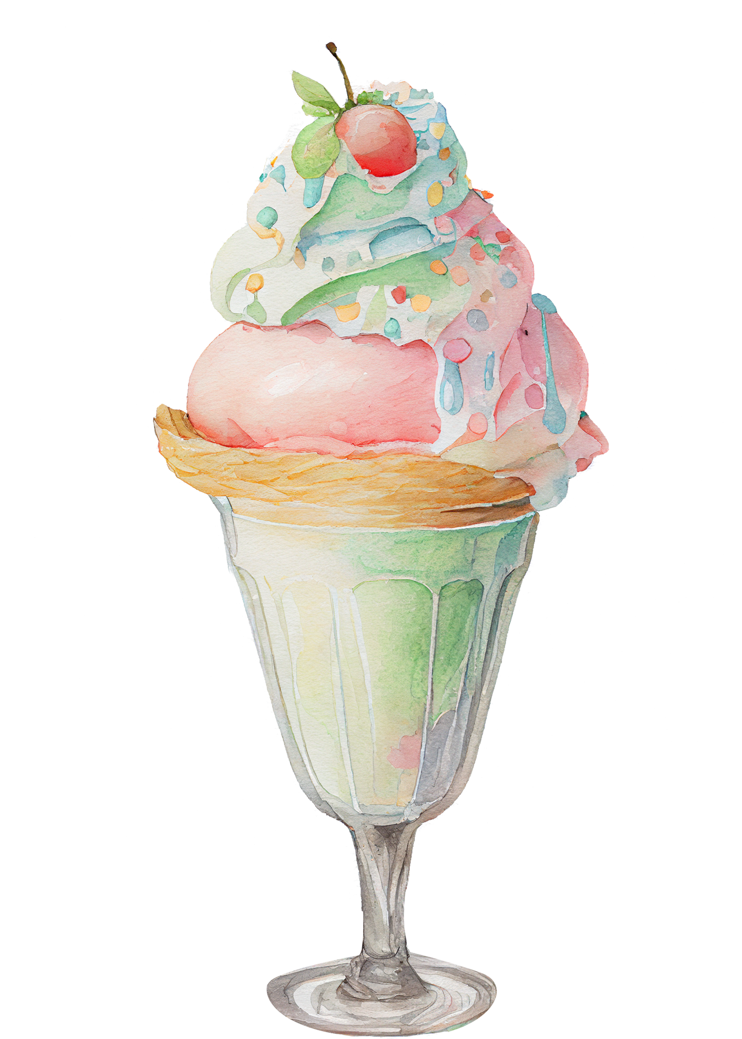 Watercolor Ice Cream - White Cast Decals