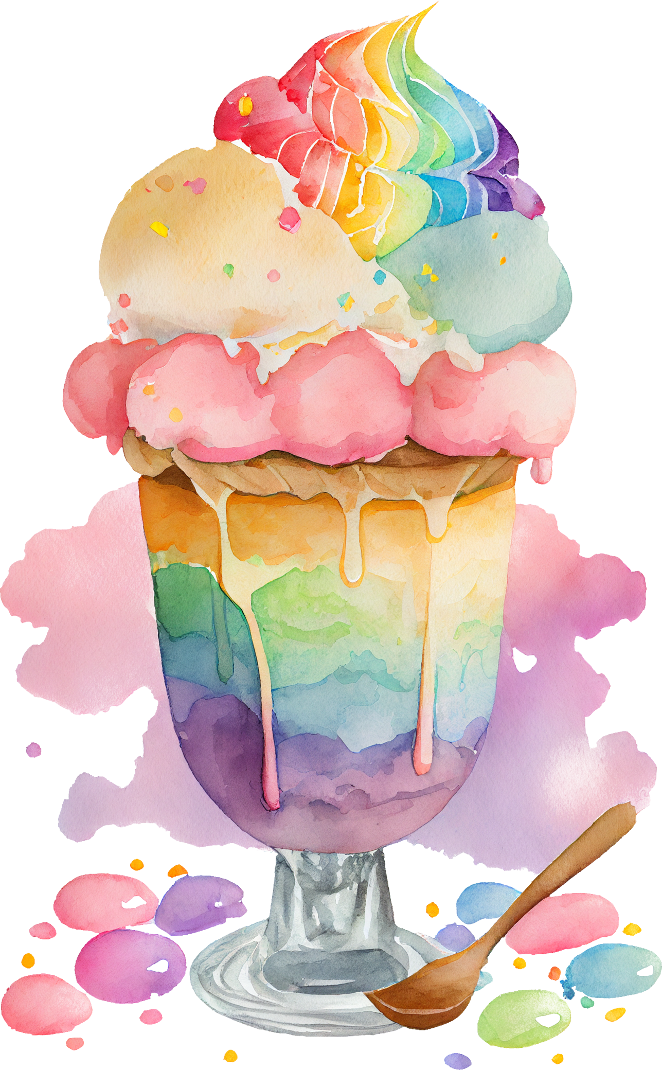 Watercolor Ice Cream - White Cast Decals