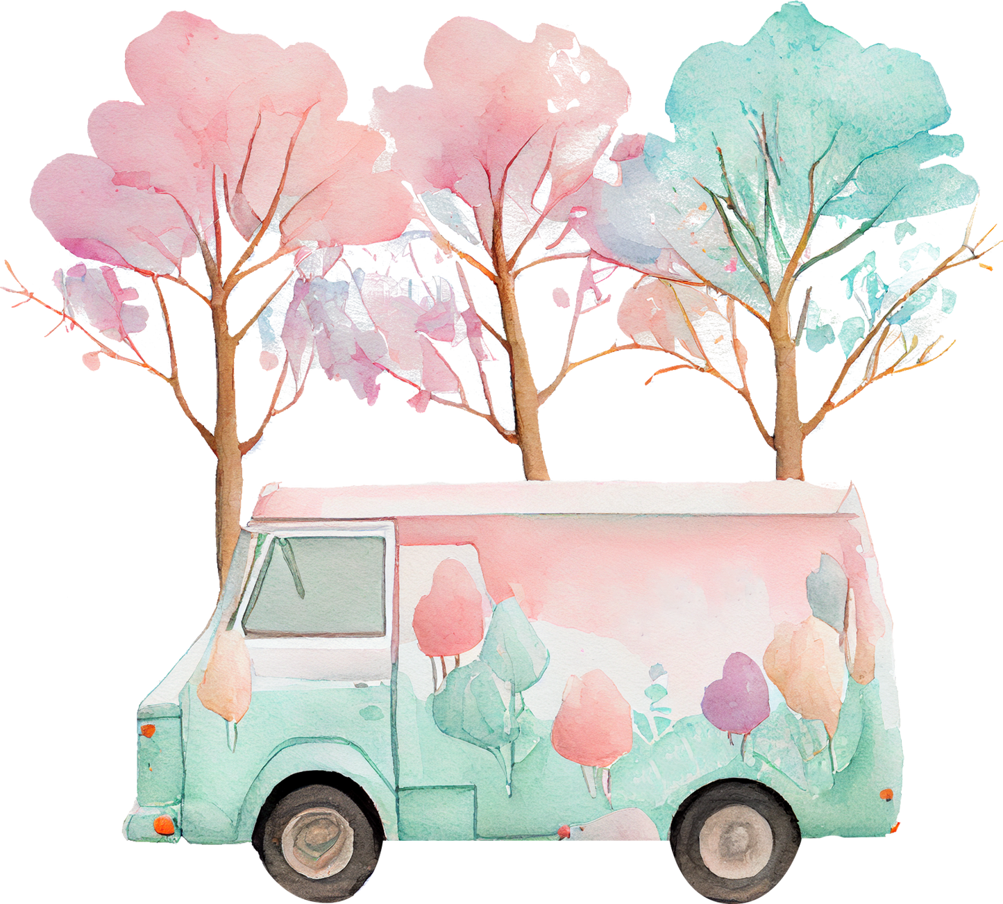 Watercolor Ice Cream - White Cast Decals