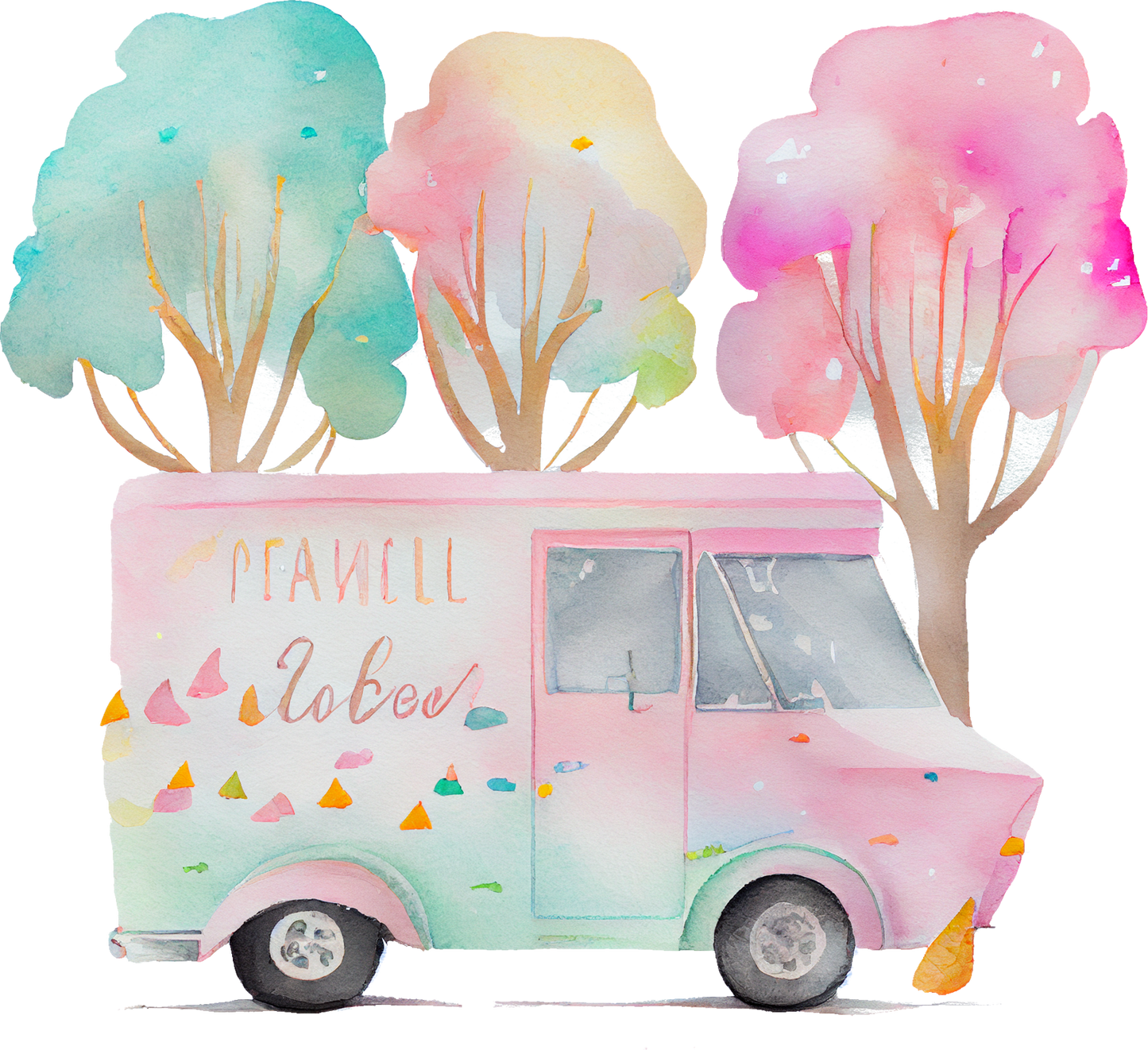 Watercolor Ice Cream - White Cast Decals