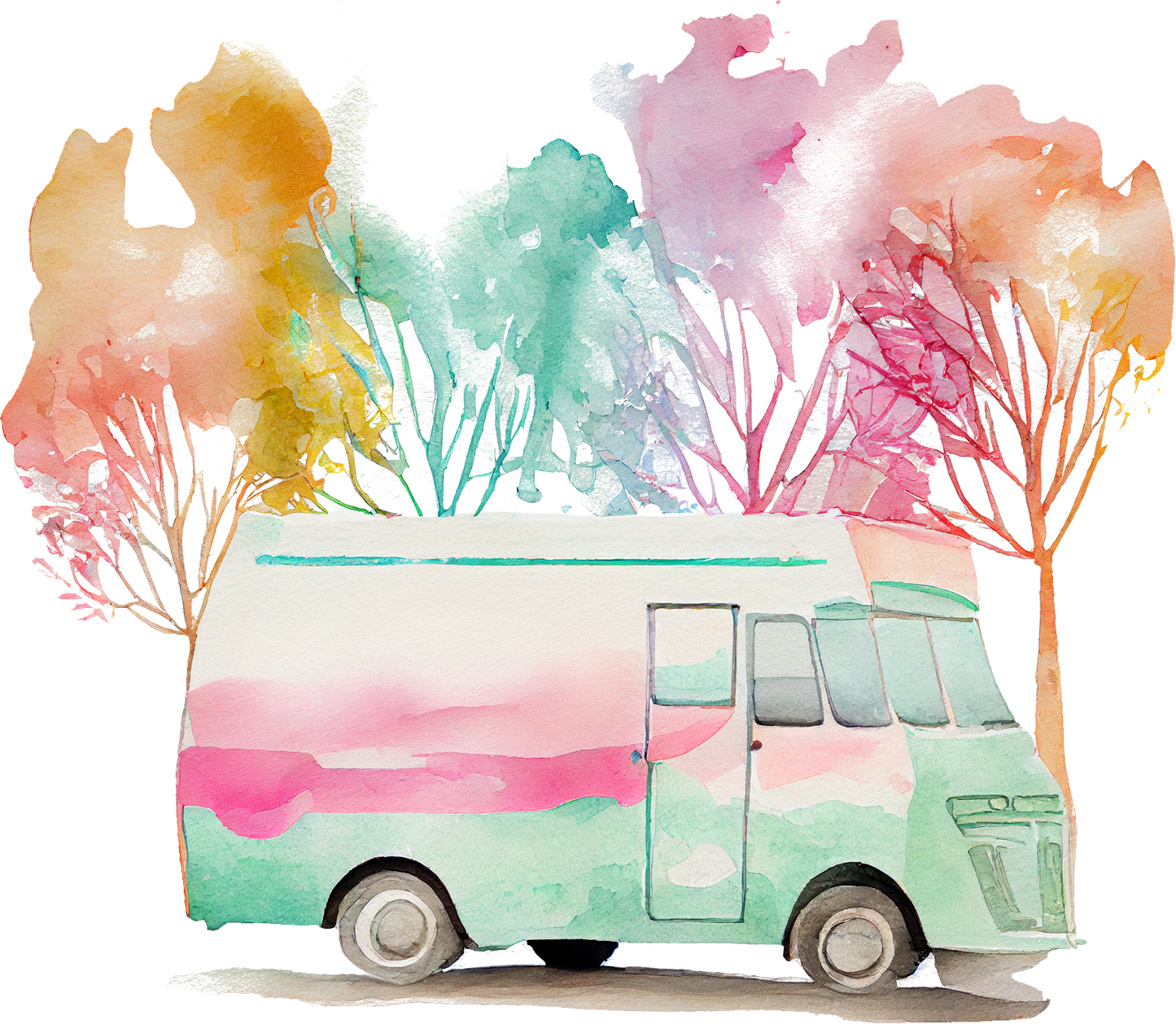 Watercolor Ice Cream - White Cast Decals