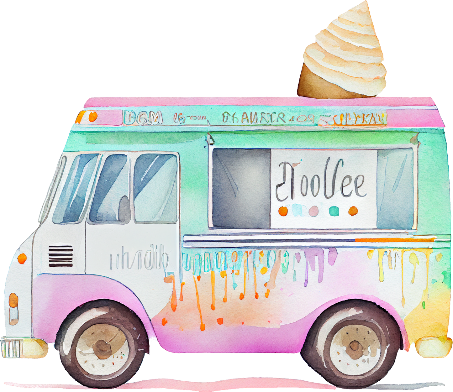 Watercolor Ice Cream - White Cast Decals