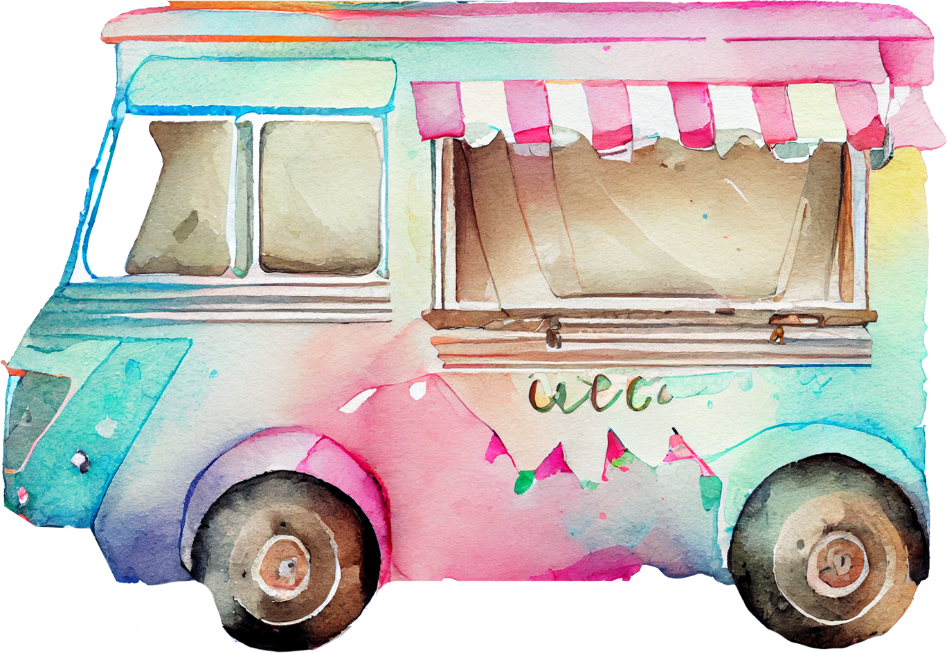 Watercolor Ice Cream - White Cast Decals