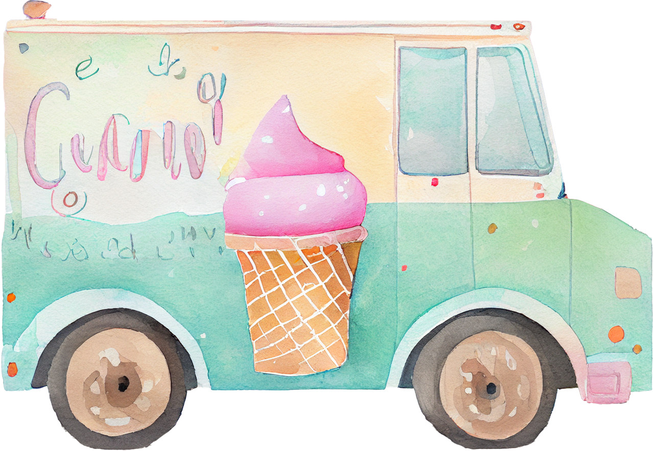 Watercolor Ice Cream - White Cast Decals