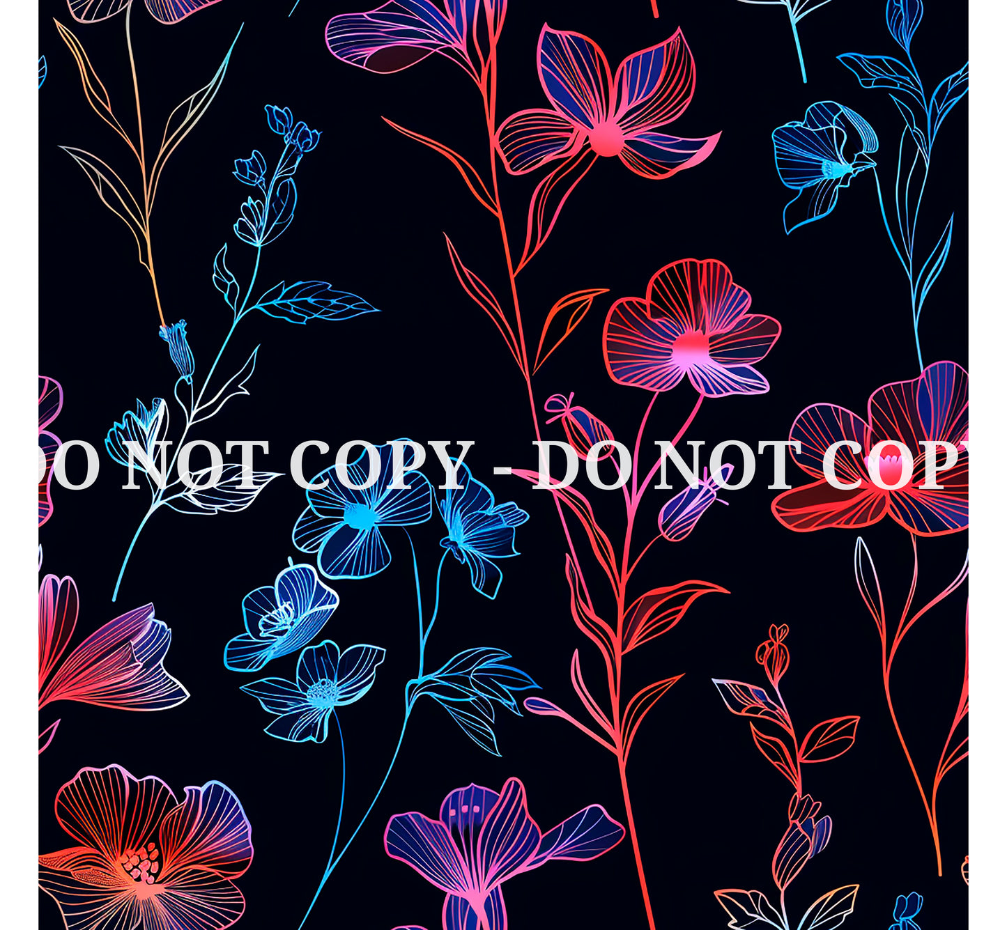 NEON SCRIBBLE FLOWERS PATTERN VINYL - MULTIPLE VARIATIONS