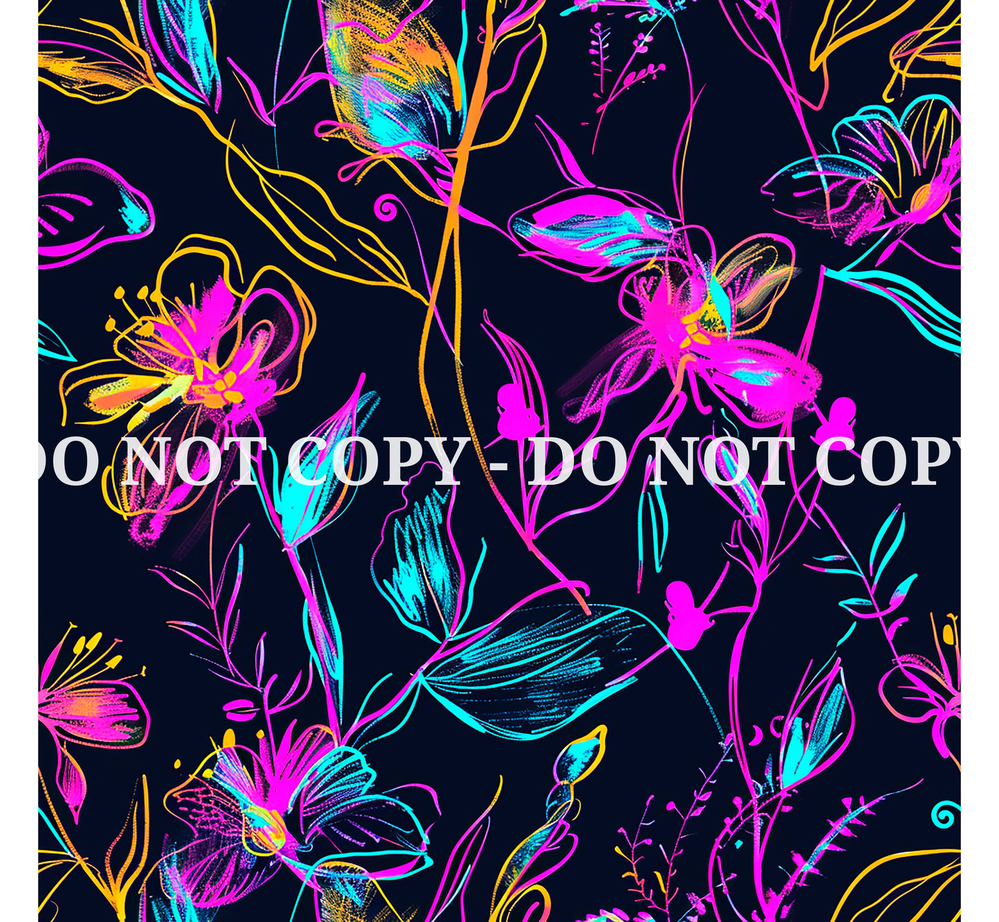 NEON SCRIBBLE FLOWERS PATTERN VINYL - MULTIPLE VARIATIONS