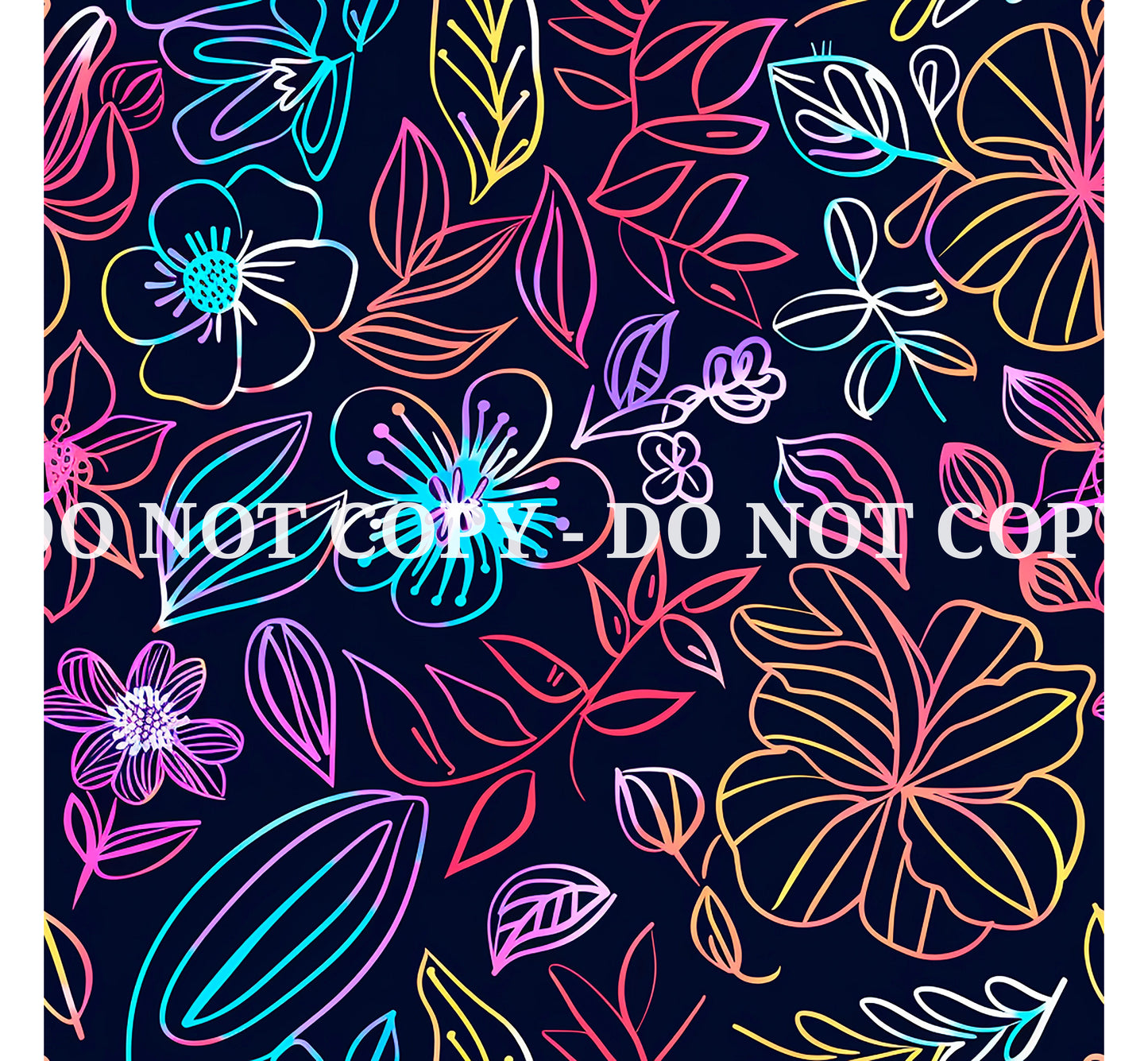NEON SCRIBBLE FLOWERS PATTERN VINYL - MULTIPLE VARIATIONS