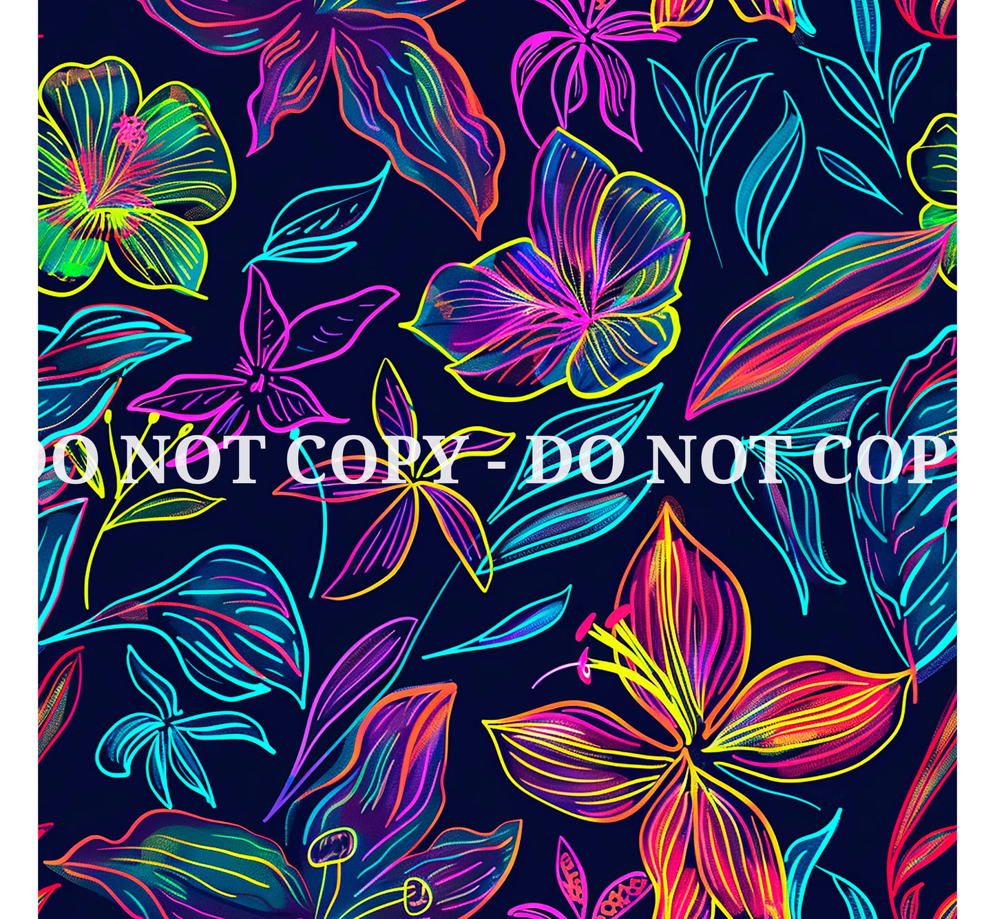 NEON SCRIBBLE FLOWERS PATTERN VINYL - MULTIPLE VARIATIONS