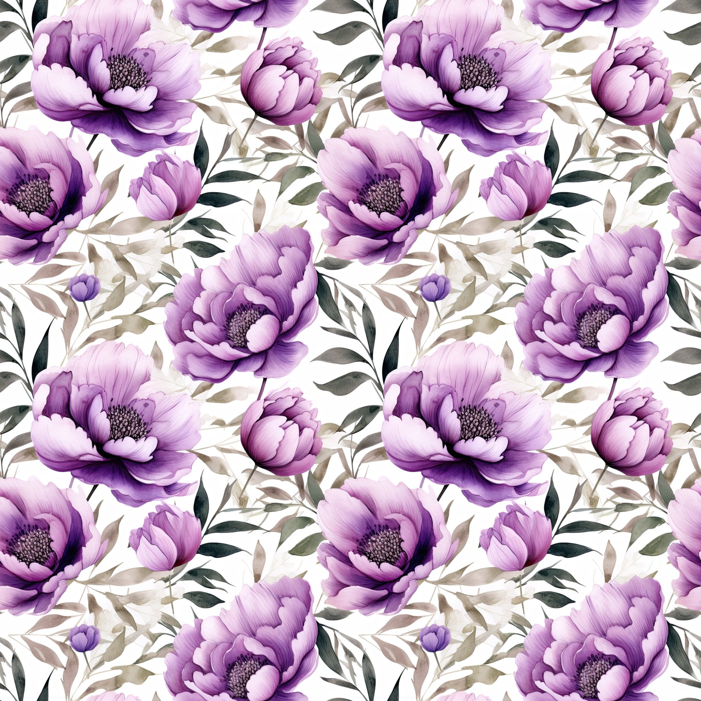 WATERCOLOR PURPLE PEONY PATTERN VINYL - MULTIPLE VARIATIONS