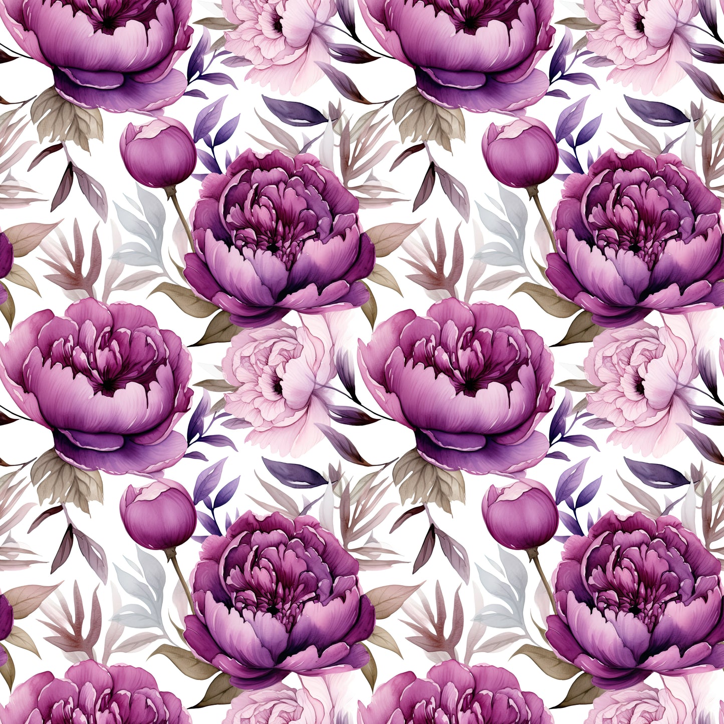 WATERCOLOR PURPLE PEONY PATTERN VINYL - MULTIPLE VARIATIONS
