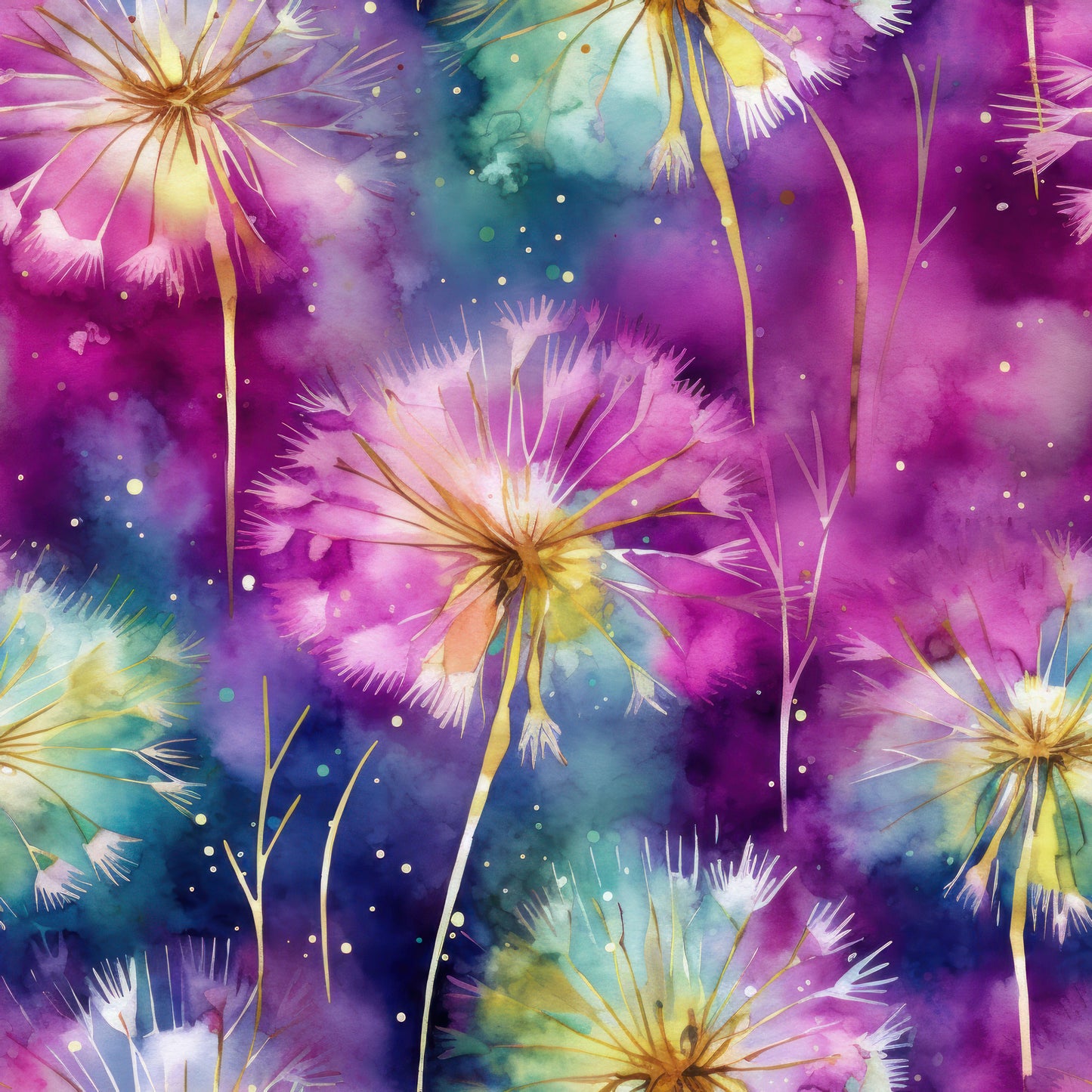 WATERCOLOR TEAL AND PURPLE FLORAL - MULTIPLE VARIATIONS