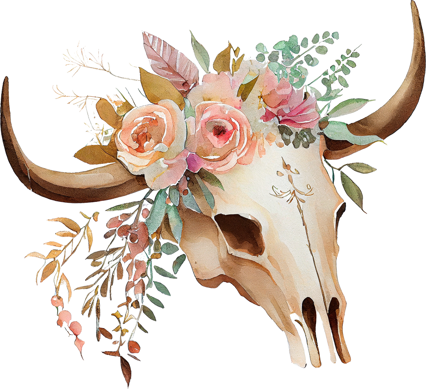 Watercolor Western Boho - White Cast Decals