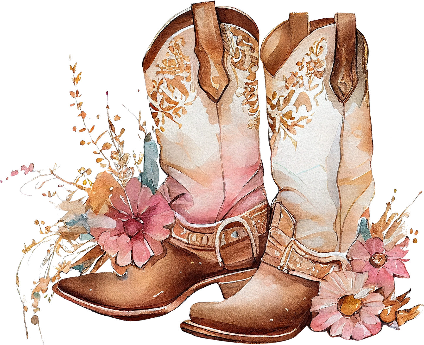 Watercolor Western Boho - White Cast Decals