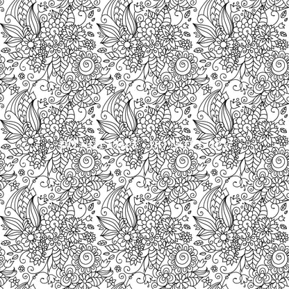 BLACK AND WHITE FLORAL DOODLE PATTERN VINYL - MULTIPLE VARIATIONS