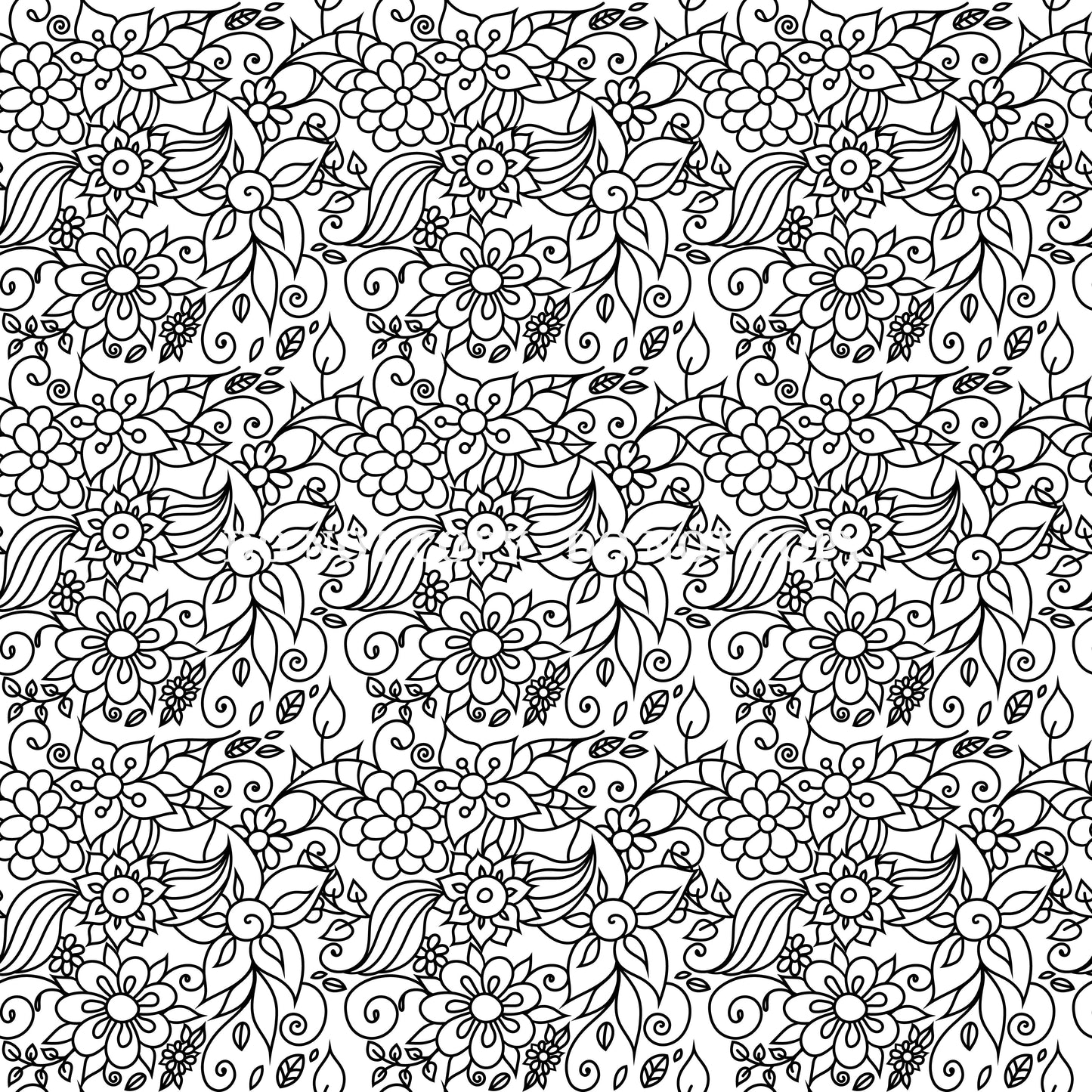 BLACK AND WHITE FLORAL DOODLE PATTERN VINYL - MULTIPLE VARIATIONS