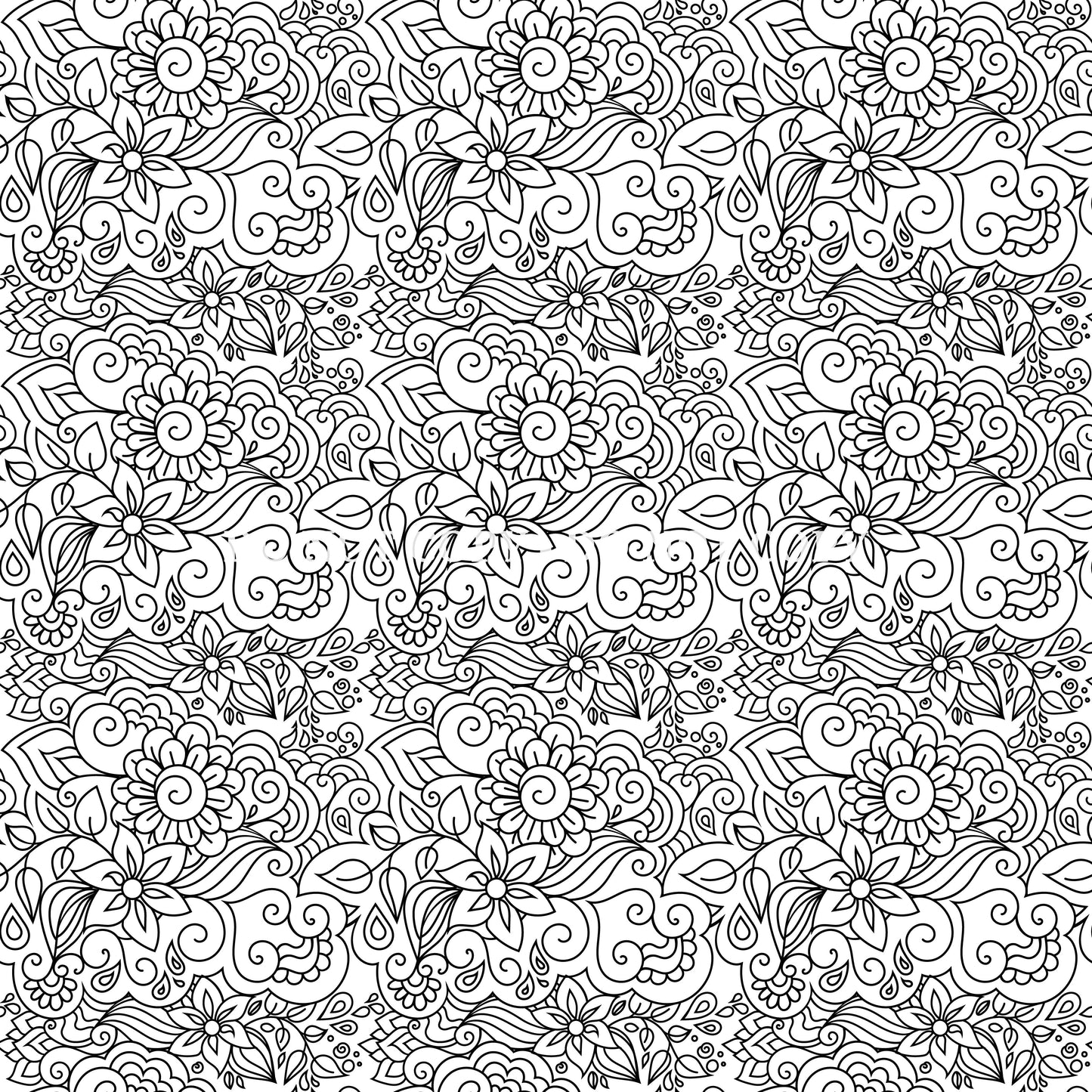 BLACK AND WHITE FLORAL DOODLE PATTERN VINYL - MULTIPLE VARIATIONS