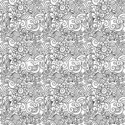 BLACK AND WHITE FLORAL DOODLE PATTERN VINYL - MULTIPLE VARIATIONS