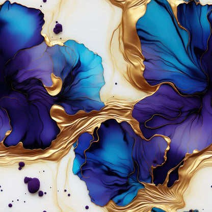 PURPLE AND BLUE FLORAL ALCOHOL INK VINYL - MULTIPLE VARIATIONS