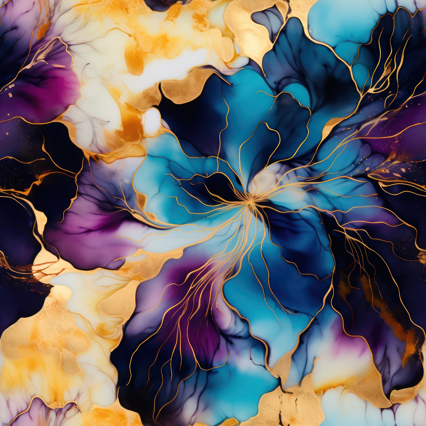 PURPLE AND BLUE FLORAL ALCOHOL INK VINYL - MULTIPLE VARIATIONS