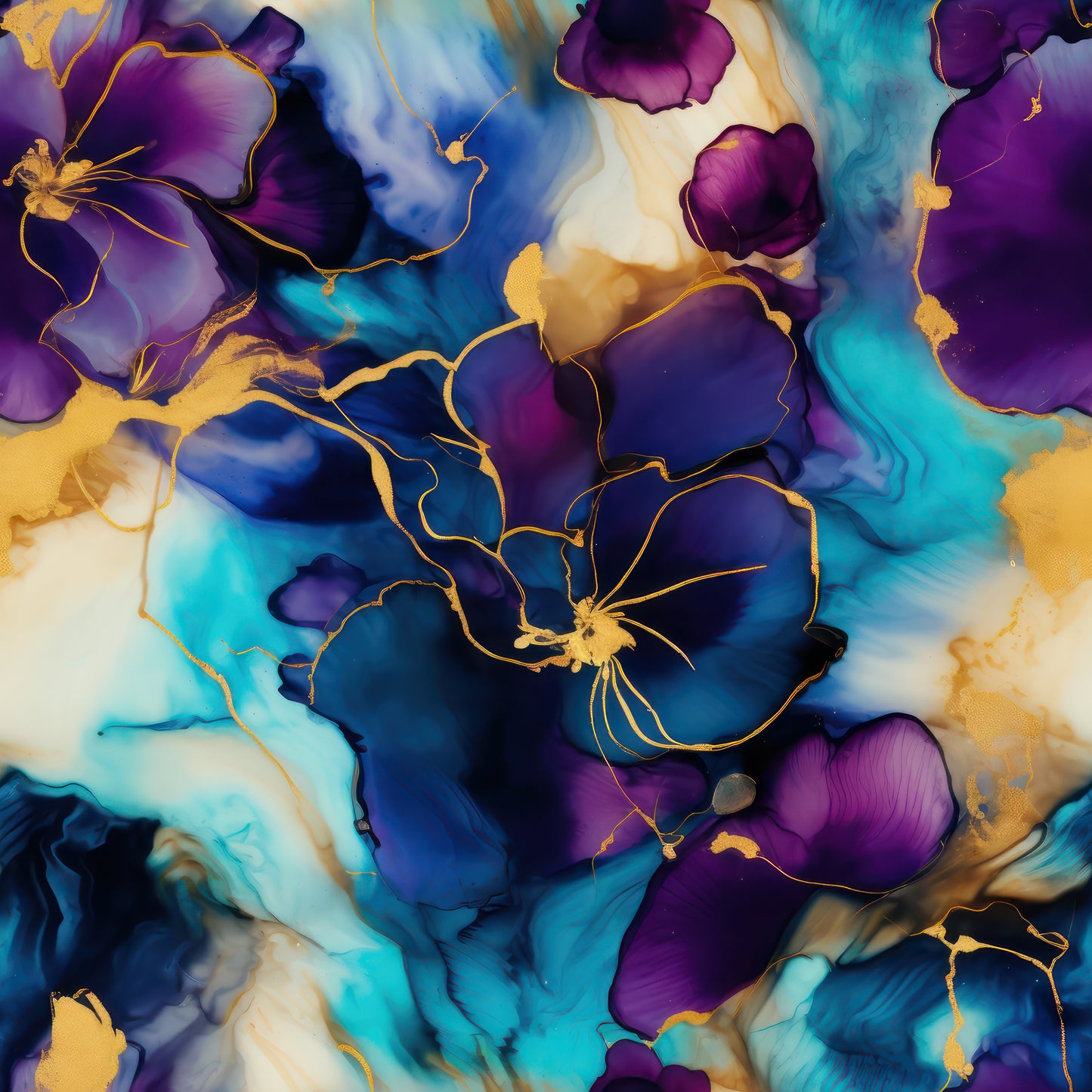 PURPLE AND BLUE FLORAL ALCOHOL INK VINYL - MULTIPLE VARIATIONS