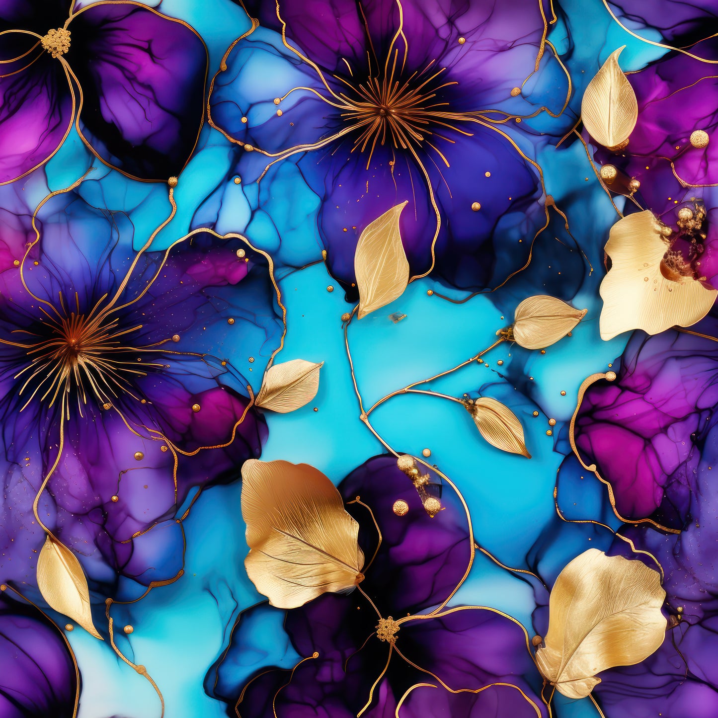 PURPLE AND BLUE FLORAL ALCOHOL INK VINYL - MULTIPLE VARIATIONS