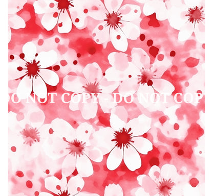 WATERCOLOR CHERRY GARDEN PATTERN VINYL - MULTIPLE VARIATIONS