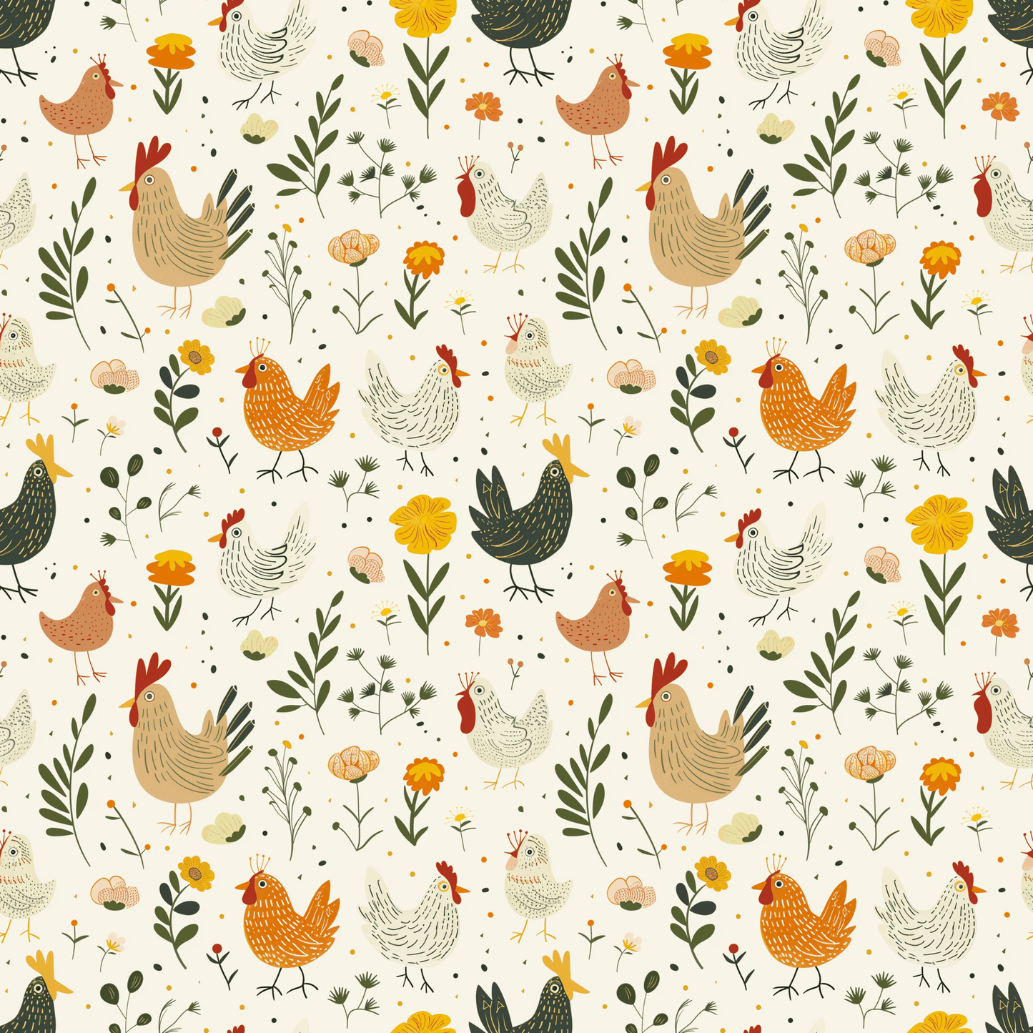 FARM CHICKENS PATTERN VINYL - MULTIPLE VARIATIONS