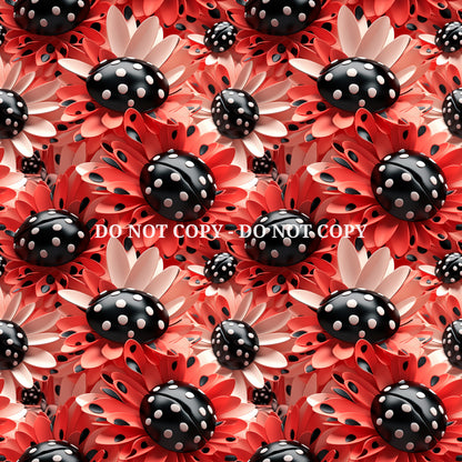 LADYBUG FLOWERS PATTERN VINYL - MULTIPLE VARIATIONS